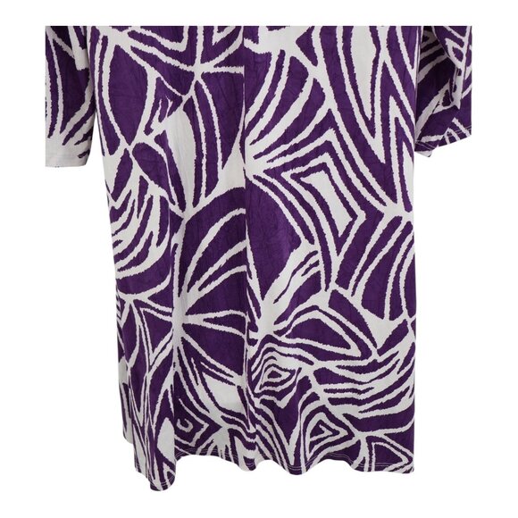 IC by Connie Tunic Top Size Small Purple Crinkle 3/4 Sleeves Lagenlook Geometric - Picture 7 of 10